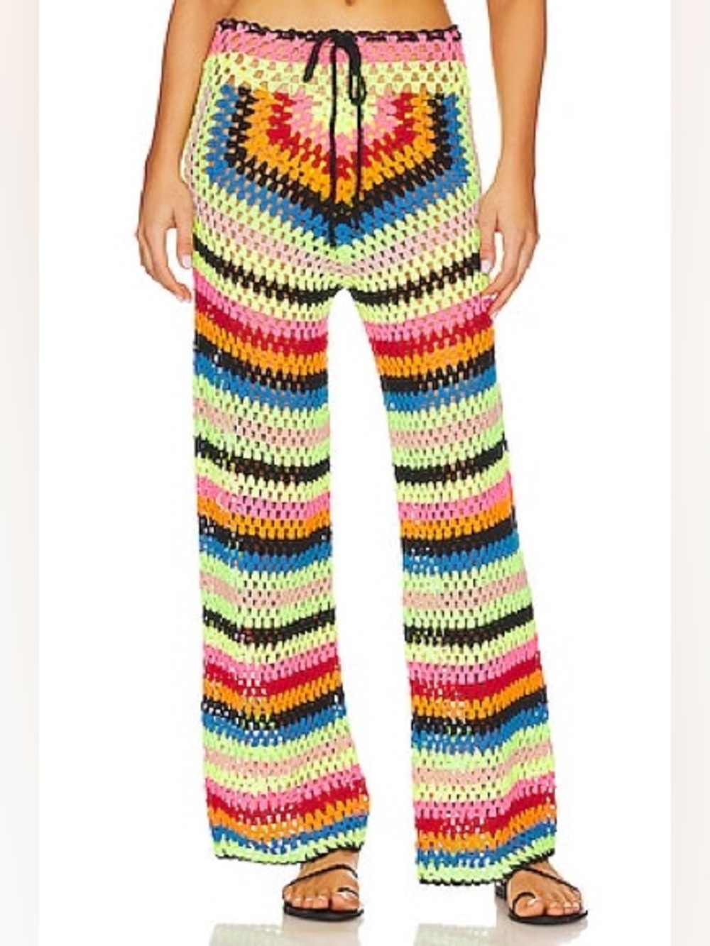 Revolve X Alix Pinho Multicolor Crochet Neon Crochet Beach Pants Cover Up XS